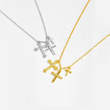 925 Sterling Silver Triple Cross CZ Necklace- 2 Colours