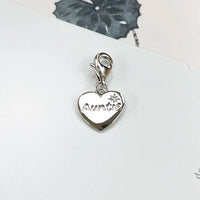 925 Sterling Silver Auntie Heart Dangle Charm - 2 Options