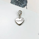 925 Sterling Silver Auntie Heart Dangle Charm - 2 Options