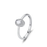 925 Sterling Silver Classic Elegant Oval Cubic Zirconia Ring - 6 Colours