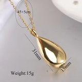 Stainless Steel Water Droplet Urn Pendant Necklace - 4 Colours