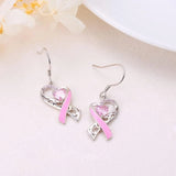 Fashion Love Heart Pink Ribbon Earrings