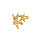 Stainless Steel Sea Themed Gold Coloured Adjustable Ring - 30 Options