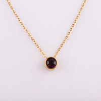 Stainless Steel Round Birthstone Pendant Necklace - 2 Colours - 12 Options