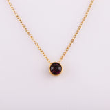 Stainless Steel Round Birthstone Pendant Necklace - 2 Colours - 12 Options