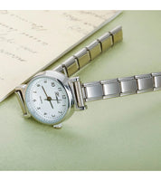 Stainless Steel White Black Round Italian Charm Watch - 2 Options
