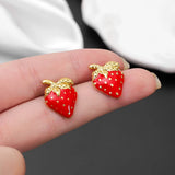 Stainless Steel Gold Colour Strawberry Stud Earrings - 3 Colours