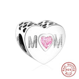 925 Silver Pink CZ Family Heart Charm - 50 Options