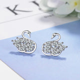 925 Sterling Silver Dainty Swan CZ Earrings