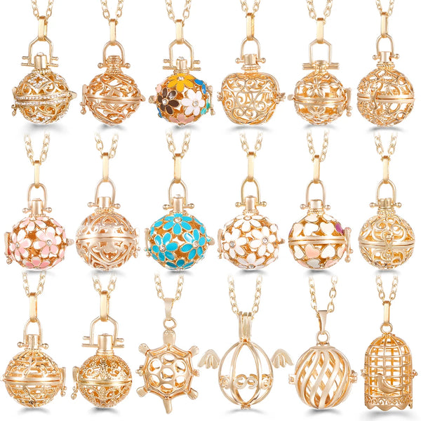 Gold Colour Aromatherapy Cage Necklace - 40 Options