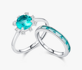 925 Sterling Silver Paraiba Zirconia Ring - 2 Designs