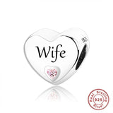 925 Silver Pink CZ Family Heart Charm - 50 Options