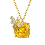 Fashion Square Yellow Crystal Bee Pendant Necklace
