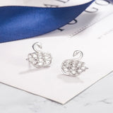 925 Sterling Silver Dainty Swan CZ Earrings