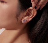 Fashion/925 Sterling Silver Amethyst Raw Crystal Stud Earrings