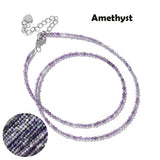 Fashion Faceted 2mm Natural Stone Bead Necklace - 31 Options