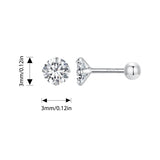925 Sterling Silver Simple CZ Small Ball/Flat Back Studs - 12 Options