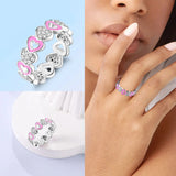 925 Sterling Silver Pink Heart/CZ Ring