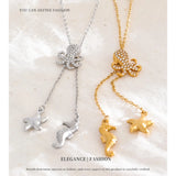 Stainless Steel CZ Octopus Seahorse Starfish Necklace - 2 Colours