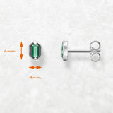 925 Sterling Silver Green Stud Earrings