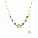 Stainless Steel Gold-plated Turquoise Tree of Life Necklace