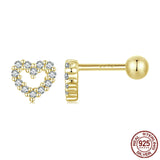 925 Sterling Silver Dainty Cubic Zirconia Heart Earrings - 2 Colours