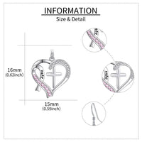 Fashion White/Pink Stone Cross Heart Pink Ribbon Earrings
