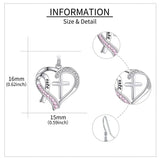 Fashion White/Pink Stone Cross Heart Pink Ribbon Earrings