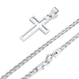 Stainless Steel Hollow Cross Necklace - 4 Lengths - 4 Chain Types - 3 Colours