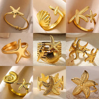 Stainless Steel Summer/Sea Themed Open Rings - 34 Options