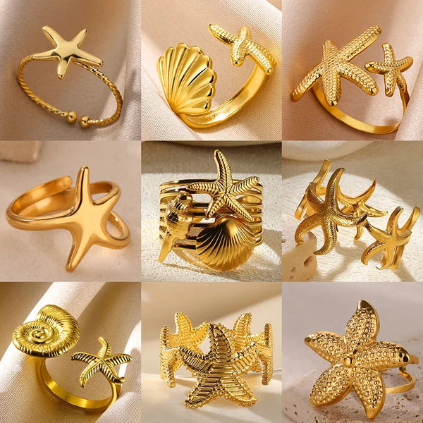 Stainless Steel Summer/Sea Themed Open Rings - 34 Options