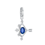 925 Sterling Silver Star Zodiac Sign CZ Hanging Charm - 12 Options