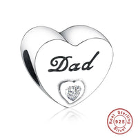 925 Silver Pink CZ Family Heart Charm - 50 Options