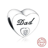 925 Silver Pink CZ Family Heart Charm - 50 Options