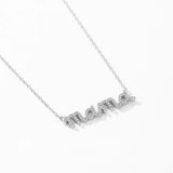 925 Sterling Silver Pave Setting CZ mama Necklace - 2 Colours