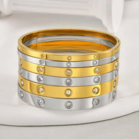 Stainless Steel Cubic Zirconia Classic CZ Bangle - 5 Options