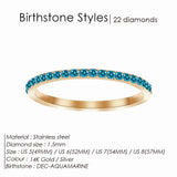 Stainless Steel Birthstone Crystal Eternity Ring - 2 Options