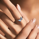 925 Sterling Silver Blue Opal Butterfly Ring