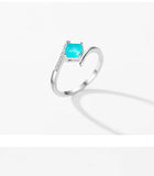 925 Sterling Silver Square Paraiba Tourmaline Ring