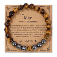 Natural Stone Family Themed Bead Bracelet - 3 sizes - 33 Options
