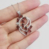 925 Sterling Silver Flourish Garnet Necklace