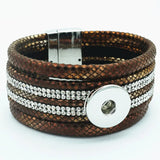 Fashion Multi-layer Wide Cuff Pu Leather 18mm Snap Bracelet - 26 Options