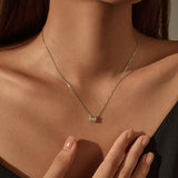 925 Sterling Silver Rose Cut Light Yellow CZ Octagon Necklace - 2 Options