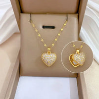 Stainless Steel Gold Plated Hidden Heart Necklace
