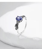 925 Sterling Silver Vintage Style CZ Tanzanite Colour Ring