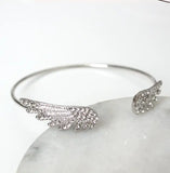 Fashion Rhinestone Wings Open Bangle