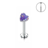 Titanium Heart Opal Body Piercing Stud - 4 Colours - 7 Sizes