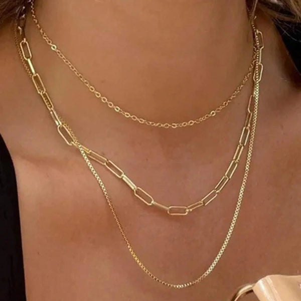 Stainless Steel Triple Necklace Set - 2 Options