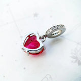 925 Sterling Silver Red Heart Hanging Charm - 2 Options