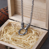 Fashion Stainless Steel/Leather Nordic Style Open Round Clasp Necklace - 3 Lengths